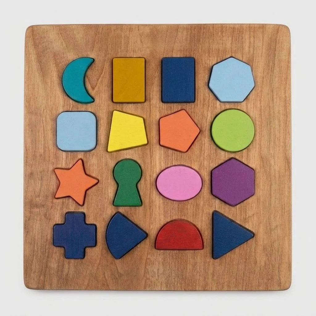 Wooden 16 Shapes Puzzle Board